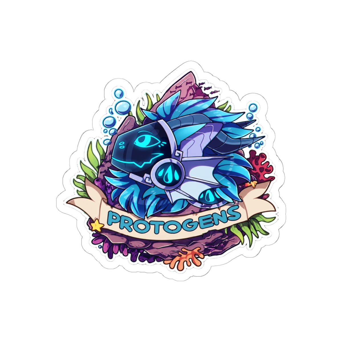 Aquatic Protogen Sticker | Futuristic Cyber Furry Vinyl Decal